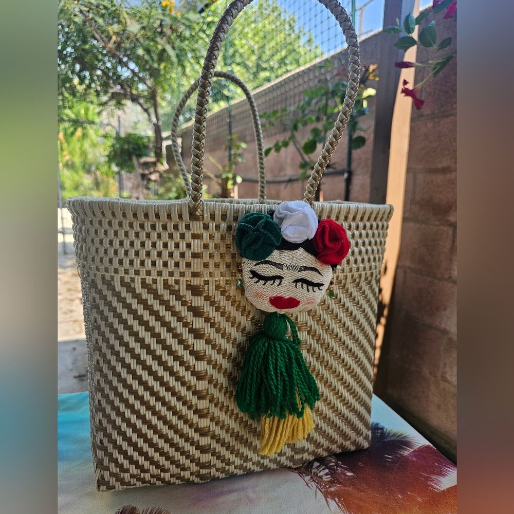 Handcrafted Woven Tote with Floral Accent